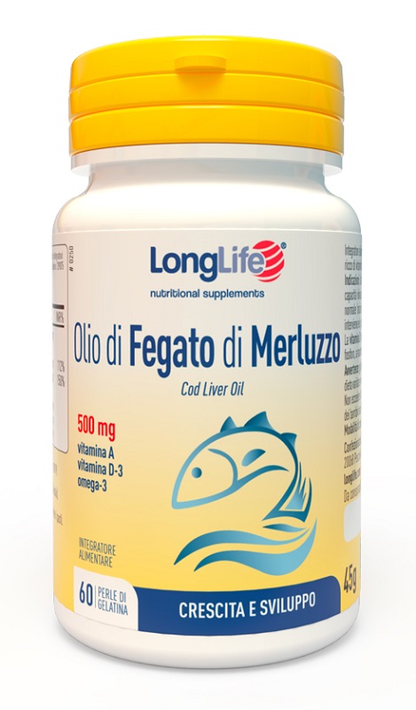 LONGLIFE OLIO FEGATO MERLUZZO 500 MG 60 PERLE IN GELATINA - Farmacianuova.eu