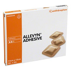 MEDICAZIONE IDROCELLULARE ADESIVA STERILE ALLEVYN ADHESIVE ALTAMENTE ASSORBENTE IN SCHIUMA DI POLIURETANO A STRUTTURA TRISTRATIFICATA 7,5X7,5CM 3 PEZZI - Farmacianuova.eu