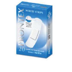 CEROTTO PRONTEX WHITE STRIPS IN TESSUTO NON TESSUTO BIANCO STERILE SCATOLA 20 CEROTTI MEDI - Farmacianuova.eu