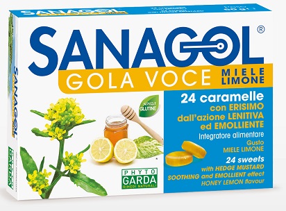 SANAGOL GOLA VOCE MIELE LIMONE 24 CARAMELLE - Farmacianuova.eu