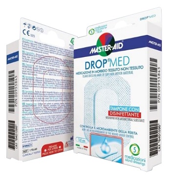 MEDICAZIONE COMPRESSA AUTOADESIVA DERMOATTIVA IPOALLERGENICA AERATA MASTER-AID DROP MED 10X12 5 PEZZI - Farmacianuova.eu
