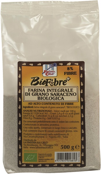 FSC BIOFIBRE+ FARINA INTEGRALE DI GRANO SARACENO BIO AD ALTO CONTENUTO DI FIBRA 500 G - Farmacianuova.eu