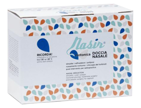 NASIR LAVAGGIO NASALE SOLUZIONE FISIOLOGICA ISOTONICA STERILE SCATOLA CON 4 SACCHE 500ML 4 BLISTER 1 VENTOSA - Farmacianuova.eu