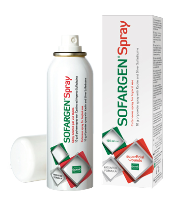 MEDICAZIONE IN POLVERE SPRAY CON CAOLINO E ARGENTO SULFADIAZINA 1% SOFARGEN SPRAY 10 G BOMBOLETTA PRESSURIZZATA 125 ML - Farmacianuova.eu