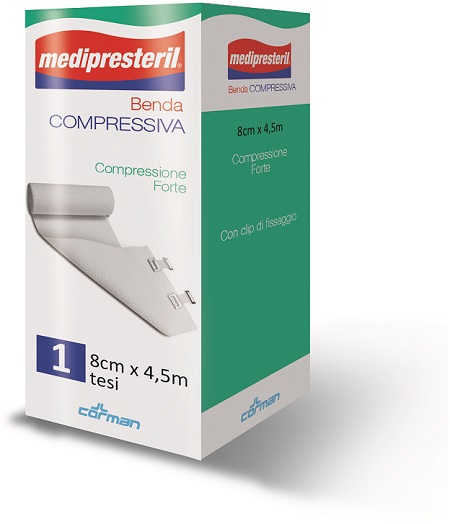 BENDA MEDIPRESTERIL COMPRESSIONE FORTE M4,5X8CM TESI - Farmacianuova.eu