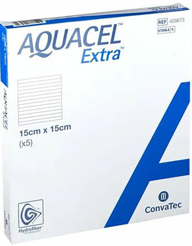 MEDICAZIONE IN HYDROFIBER E IONI ARGENTO INTESSUTA IN LYOCELL AQUACEL AG EXTRA DRS 15X15CM 5 PEZZI - Farmacianuova.eu