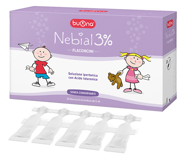 NEBIAL FLACONCINI SOLUZIONE SALINA IPERTONICA DI SODIO CLORURO AL 3% CON ACIDO IALURONICO 20X5 ML - Farmacianuova.eu
