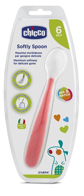 CHICCO CUCCHIAIO MORBIDO SILICONE 6M+ ROSSO UP - Farmacianuova.eu