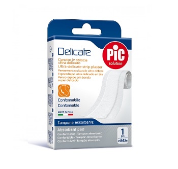 CEROTTO PIC DELICATE STRISCIA BIANCA CON TAMPONE ANTIBATTERICO CM 8X0,5 M - Farmacianuova.eu