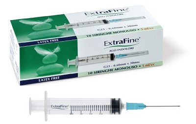 SIRINGA EXTRAFINE 5 ML GAUGE 23 0,60X30MM 10 PEZZI - Farmacianuova.eu