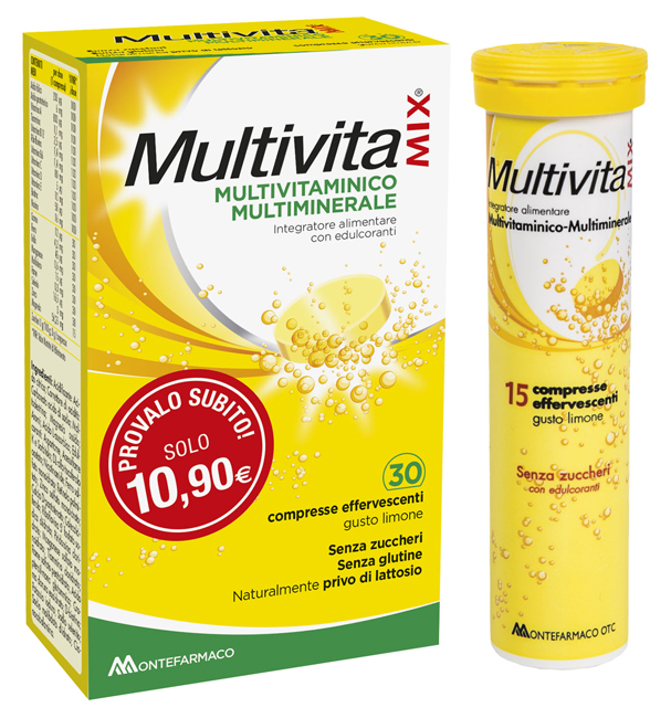 MULTIVITAMIX EFFERVESCENTE SENZA ZUCCHERO E SENZA GLUTINE 30 COMPRESSE - Farmacianuova.eu