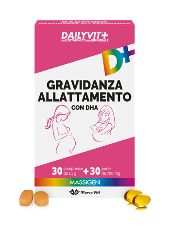 DAILYVIT+ GRAVIDANZA ALLATTAMENTO CON DHA MULTIVITAMINICO E MULTIMINERALE 30 COMPRESSE + 30 PERLE - Farmacianuova.eu