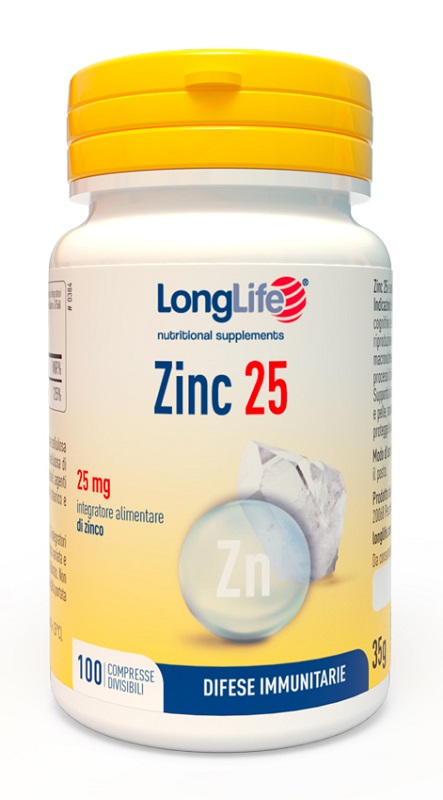 LONGLIFE ZINC 25 MG 100 COMPRESSE DIVISIBILI - Farmacianuova.eu