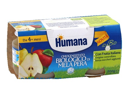 HUMANA OMOGENEIZZATO MELA/PERA BIO 2 VASETTI 100 G - Farmacianuova.eu