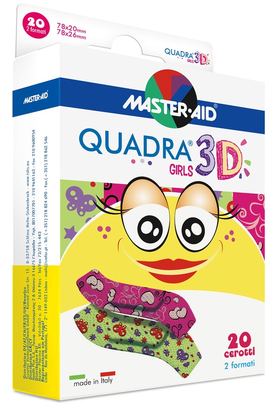 CEROTTO MASTER-AID QUADRA 3D GIRLS 20 PEZZI ASSORTITI - Farmacianuova.eu