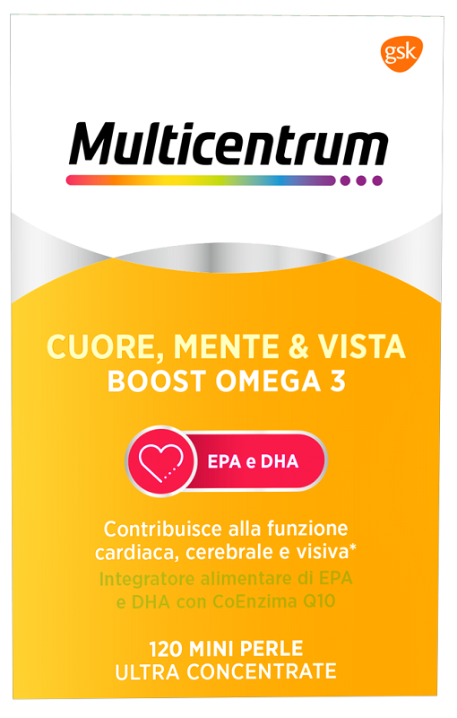 MULTICENTRUM CUORE MENTE E VISTA BOOST OMEGA 3 120 MINI PERLE - Farmacianuova.eu