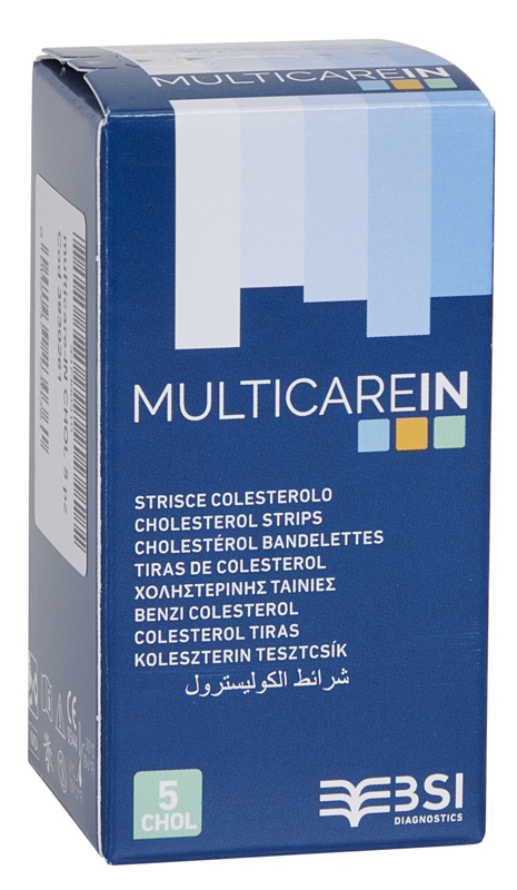 TEST COLESTEROLEMIA MULTICARE IN COLESTEROLO IN STRISCE CON ASPIRAZIONE CAPILLARE 5 PEZZI - Farmacianuova.eu