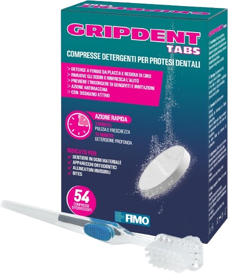 GRIPDENT TABS 54 COMPRESSE + SPAZZOLINO PULITORE - Farmacianuova.eu