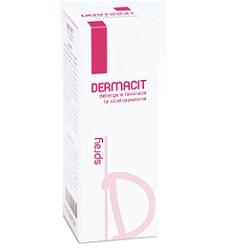 DERMACIT SPRAY FLACONE CILINDRICO IN PE BIANCO CON TASTO EROGATORE SPRAY IN PP BIANCO E CAPPUCCIO SALVATASTO TRASPARENTE,DISPOSITIVO MEDICO 1 PZ - Farmacianuova.eu