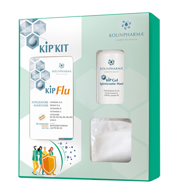 KIP KIT 1 KIP FLU 30 COMPRESSE + 1 KIP GEL IGIENIZZANTE MANI 50 ML + 1 MASCHERINA FILTRANTE - Farmacianuova.eu