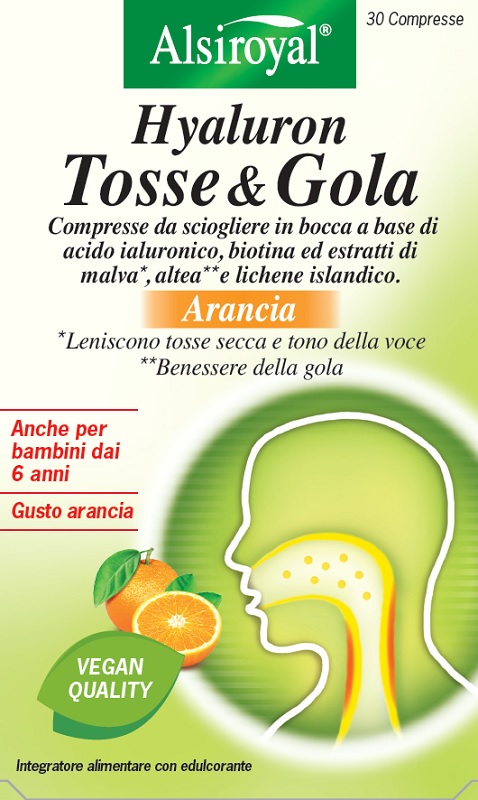 HYALURON TOSSE & GOLA ARANCIA 30 COMPRESSE MASTICABILI - Farmacianuova.eu
