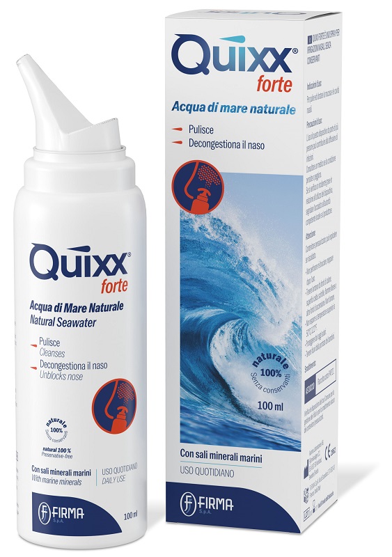 SOLUZIONE SPRAY PER IRRIGAZIONI NASALI QUIXX FORTE ACQUA MARINA IPERTONICA 100 ML - Farmacianuova.eu