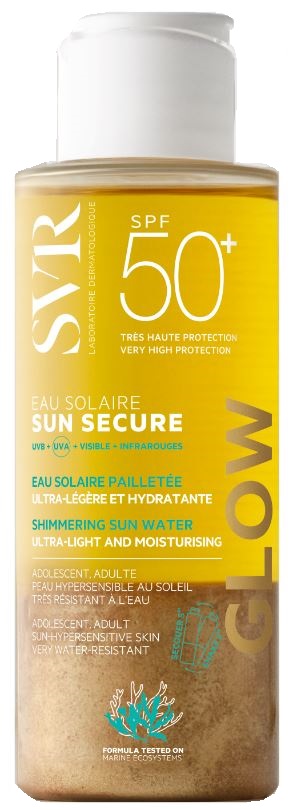 SUN SECURE EAU SOLAIRE GLOW SPF50+ ACQUA SOLARE BRILLANTINI ULTRA LEGGERA E IDRATANTE 100 ML - Farmacianuova.eu