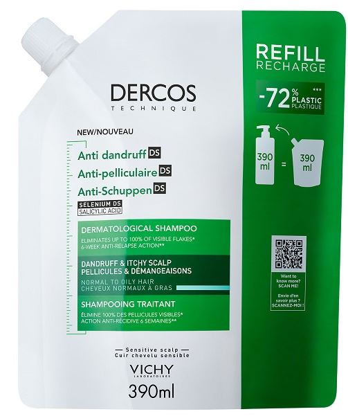 DERCOS TECHNIQUE SHAMPOO ANTIFORFORA DS GRASSI REFILL 390 ML - Farmacianuova.eu