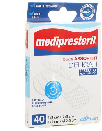 MEDIPRESTERIL CEROTTI DELICATI ASSORTITI 4 FORMATI 40 PEZZI - Farmacianuova.eu