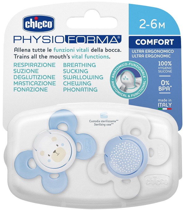 CHICCO SUCCHIETTO COMFORT BOY SILICONE 2-6 MESI 2 PEZZI - Farmacianuova.eu