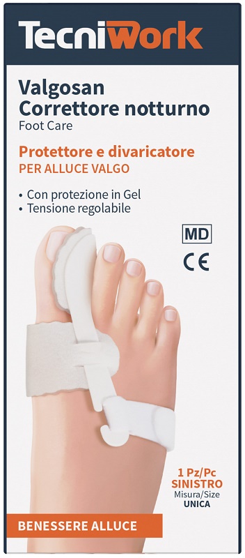 CORRETTORE NOTTURNO PER ALLUCE VALGO SINISTRO MISURA UNICA VALGOSAN 1 PEZZO - Farmacianuova.eu