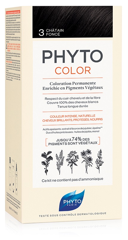 PHYTOCOLOR 3 CASTANO SCURO 1 LATTE + 1 CREMA + 1 MASCHERA + 1 PAIO DI GUANTI - Farmacianuova.eu