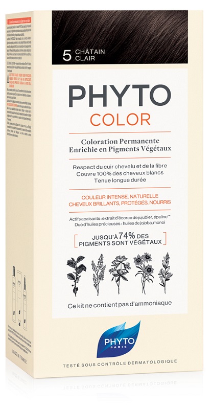 PHYTOCOLOR 5 CASTANO CHIARO 1 LATTE + 1 CREMA + 1 MASCHERA + 1 PAIO DI GUANTI - Farmacianuova.eu