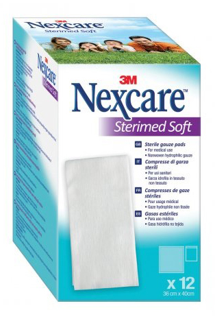 GARZA COMPRESSA STERILE NEXCARE STERIMED SOFT 18 X 40 CM MULTILINGUAL 12 PEZZI - Farmacianuova.eu