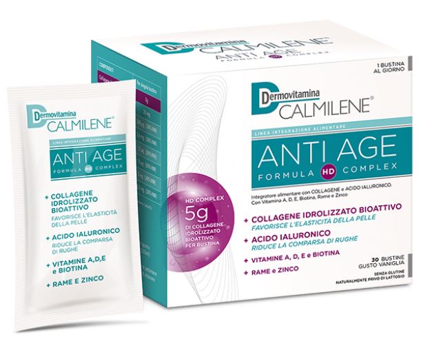 DERMOVITAMINA CALMILENE ANTIAGE IA A BASE DI COLLAGENE E ACIDO IALURONICO POLVERE 30 BUSTINE - Farmacianuova.eu