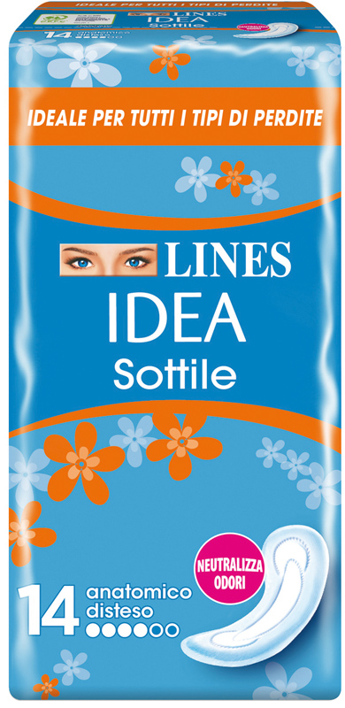 LINES IDEA ASSORBENTE SOTTILE DISTESO ANATOMICO 14 PEZZI - Farmacianuova.eu