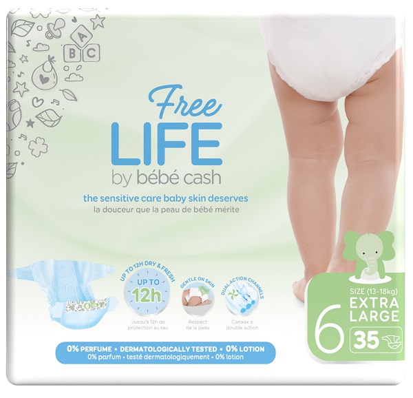 FREELIFE BY BEBECASH PANTS XL TAGLIA 6 17 KG+ GIROVITA FINO A 72 CM 18 PEZZI - Farmacianuova.eu