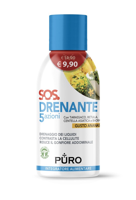 PURO DRENANTE 5 AZIONI CON BAOBAB GUSTO ANANAS 500 ML - Farmacianuova.eu