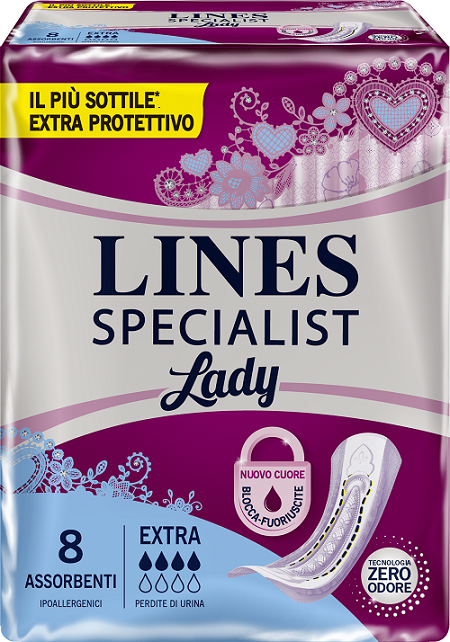 ASSORBENTI LINES SPECIALIST LADY EXTRA IPOALLERGENICI 8 PEZZI - Farmacianuova.eu