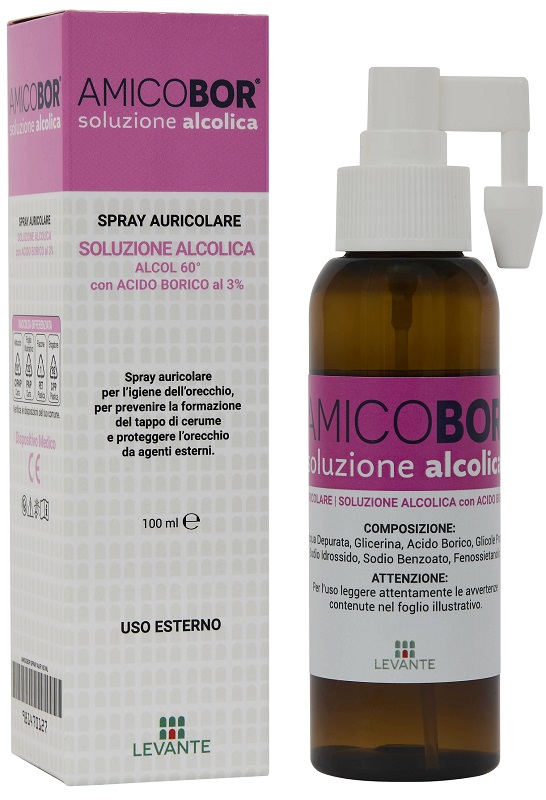 SOLUZIONE ALCOLICA PER IRRIGAZIONE DELL'ORECCHIO AMICOBOR 100 ML - Farmacianuova.eu