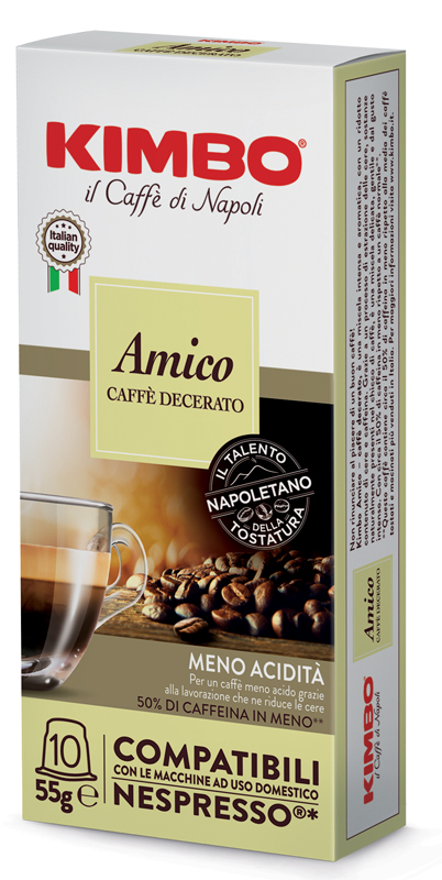 KIMBO AMICO CAFFE' TORREFATTO DECERATO E MACERATO 10 CAPSULE COMPATIBILI NESPRESSO 5,5 G - Farmacianuova.eu