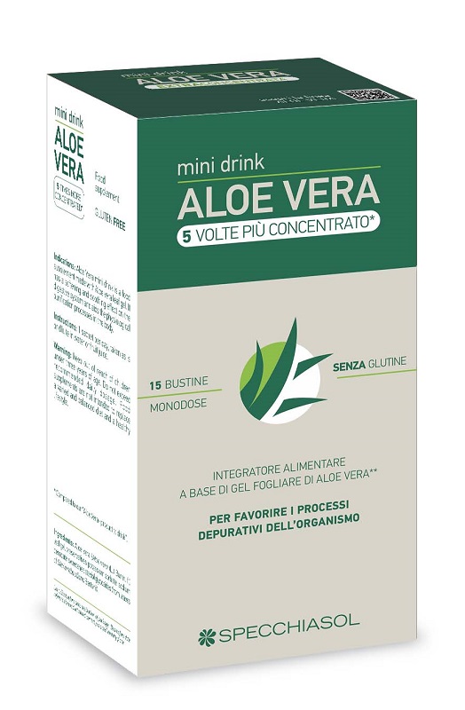 ALOE VERA MINI DRINK 5 VOLTE PIU' CONCENTRATO 15 BUSTINE DA 10 ML - Farmacianuova.eu
