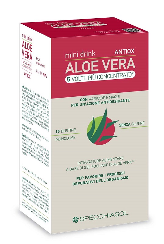 ALOE VERA ANTIOX MINI DRINK 5 VOLTE PIU' CONCENTRATO 15 BUSTINE DA 10 ML - Farmacianuova.eu
