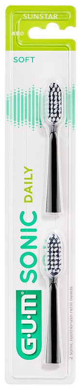GUM SONIC DAILY SPAZZOLINO BATTERIA REFILL BLACK 2 PEZZI - Farmacianuova.eu
