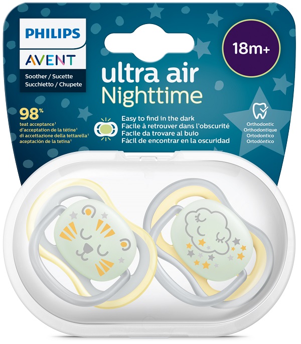 AVENT ULTRA AIR NIGHTTIME CIUCCIO ORTODONTICO 18 MESI+ 2 PEZZI - Farmacianuova.eu