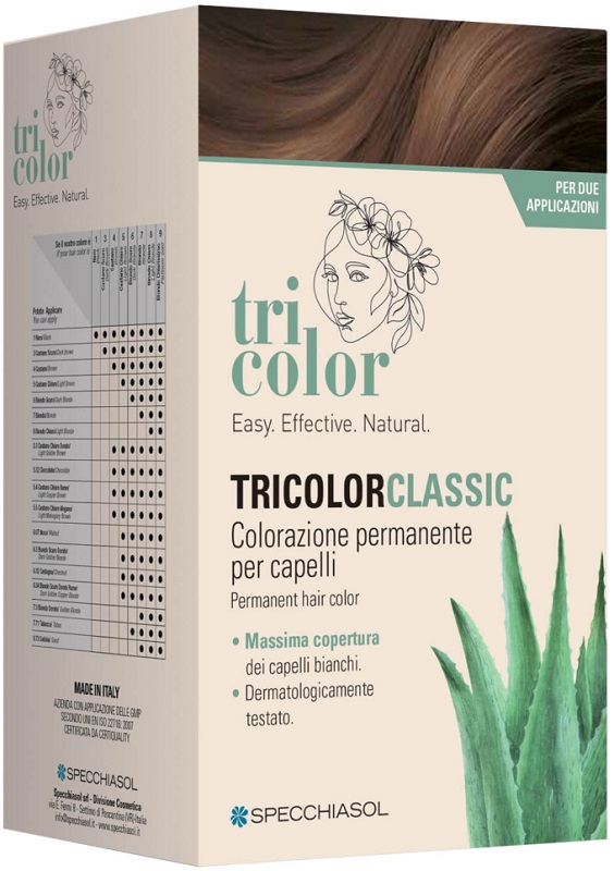 TRICOLOR CLASSIC 5 CASTANO CAFFE' 2 TUBI 50 ML + 2 SHAKER 50 ML + 4 BUSTINE 8 ML - Farmacianuova.eu