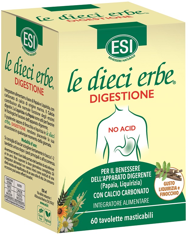 ESI LE DIECI ERBE DIGESTIONE NO ACID 60 TAVOLETTE MASTICABILI - Farmacianuova.eu