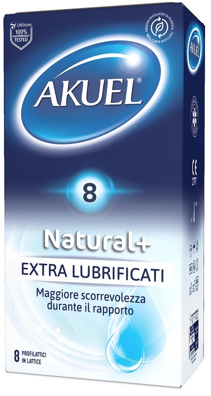 PROFILATTICO AKUEL NATURAL+ EXTRALUBRIFICATO 8 PEZZI - Farmacianuova.eu