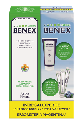 BENEX KIT PROMO GEL FREDDO 200 ML 2022 + 1 SHAMPOO DOCCIA 75ML E 3 STICK PACK 12 ML IN OMAGGIO - Farmacianuova.eu