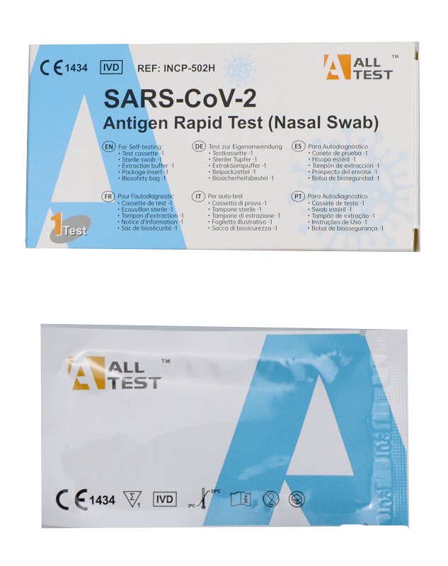 TEST ANTIGENICO RAPIDO COVID-19 ALLTEST AUTODIAGNOSTICO DETERMINAZIONE QUALITATIVA ANTIGENI SARS-COV-2 IN TAMPONI NASALI MEDIANTE IMMUNOCROMATOGRAFIA - Farmacianuova.eu